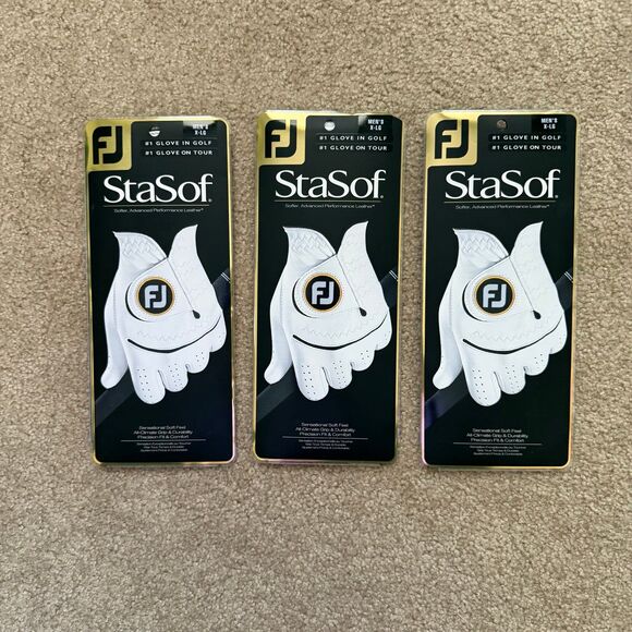 FootJoy StaSof Golf Gloves White Leather Mens XL Left Hand 3 gloves NWT NIB NEW - Picture 1 of 7
